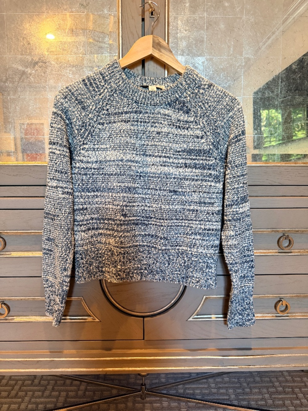 Autumn Cashmere Womens Cotton By Slubby Tweed Sweater, Blue XS